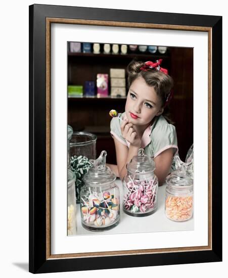 Pretty Little Miss Lollipop-Yvette Leur-Framed Photographic Print