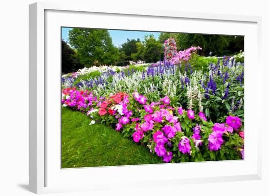 Pretty Manicured Flower Garden with Colorful Azaleas.-Juriah-Framed Photographic Print