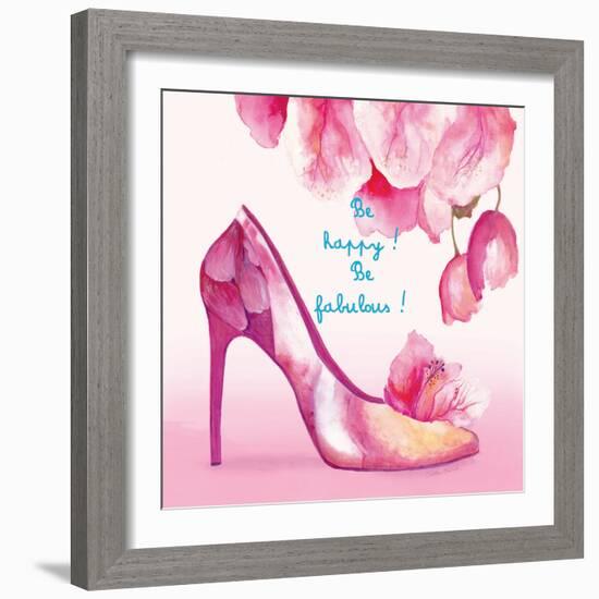 Pretty Petal Shoe-Colleen Sarah-Framed Art Print