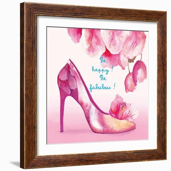 Pretty Petal Shoe-Colleen Sarah-Framed Art Print