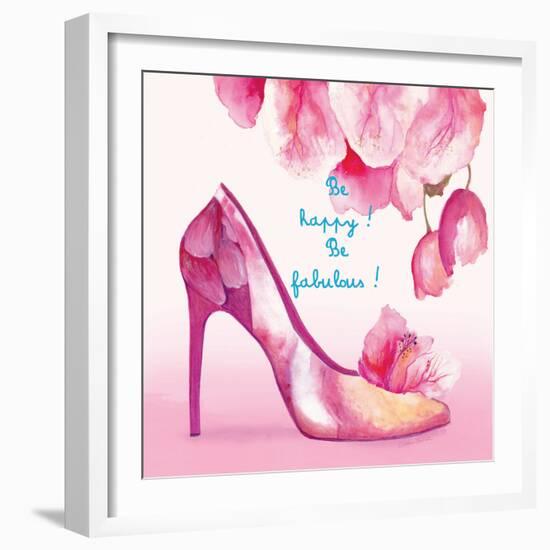 Pretty Petal Shoe-Colleen Sarah-Framed Art Print