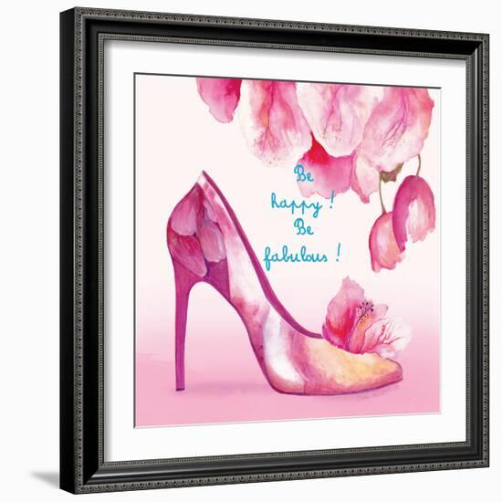 Pretty Petal Shoe-Colleen Sarah-Framed Art Print