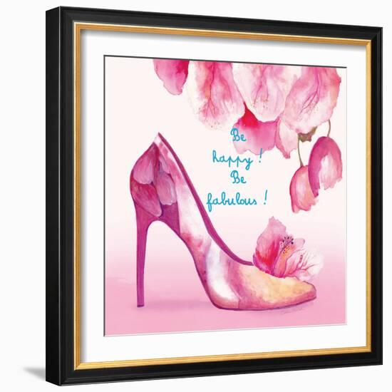 Pretty Petal Shoe-Colleen Sarah-Framed Art Print