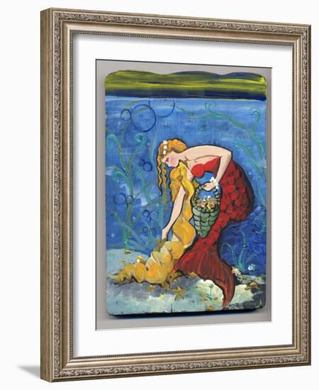 Pretty Red Mermaid-sylvia pimental-Framed Art Print
