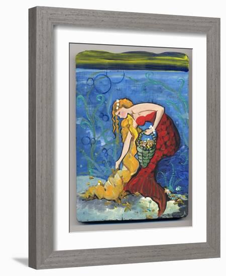 Pretty Red Mermaid-sylvia pimental-Framed Art Print