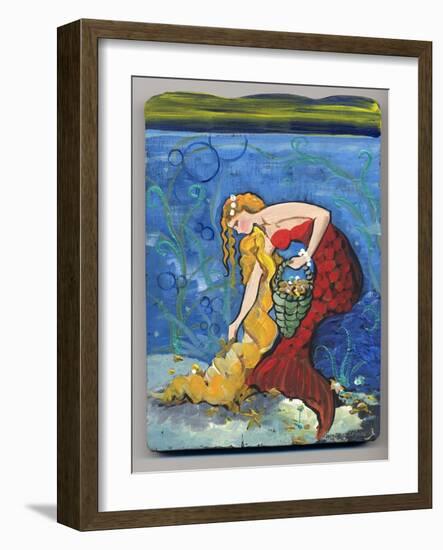 Pretty Red Mermaid-sylvia pimental-Framed Art Print