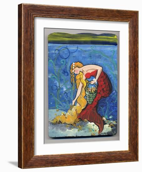 Pretty Red Mermaid-sylvia pimental-Framed Art Print