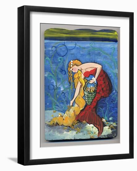 Pretty Red Mermaid-sylvia pimental-Framed Art Print