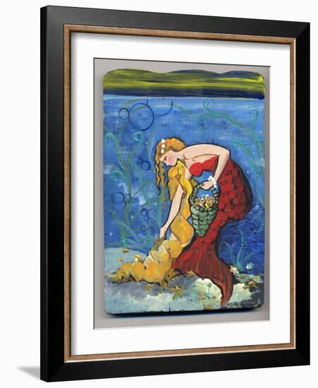 Pretty Red Mermaid-sylvia pimental-Framed Art Print