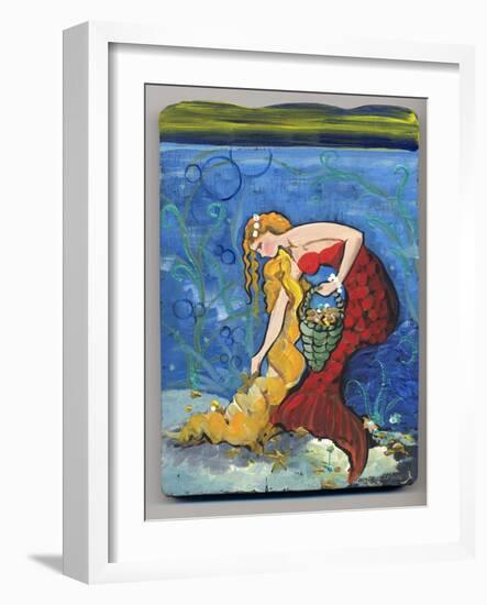 Pretty Red Mermaid-sylvia pimental-Framed Art Print