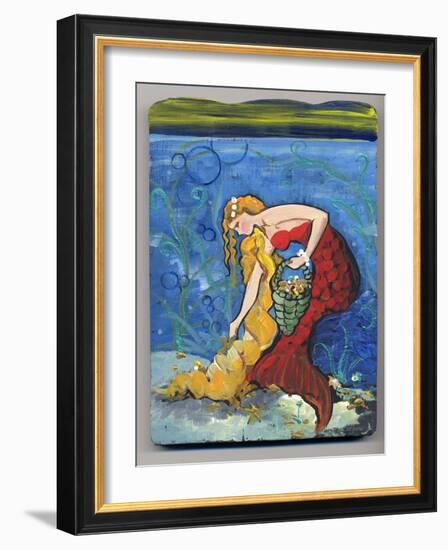 Pretty Red Mermaid-sylvia pimental-Framed Art Print