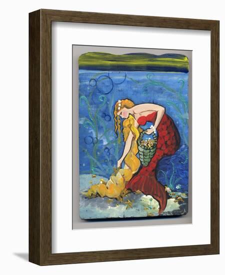 Pretty Red Mermaid-sylvia pimental-Framed Art Print