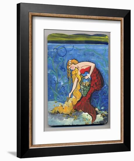 Pretty Red Mermaid-sylvia pimental-Framed Art Print