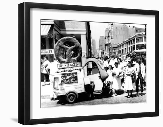 Pretzel Vendor, Brooklyn, New York, c.1956-null-Framed Art Print