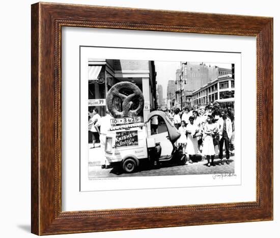 Pretzel Vendor, Brooklyn, New York, c.1956-null-Framed Art Print