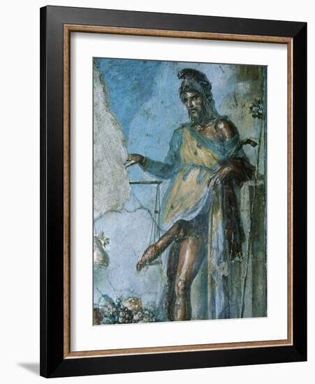 Priapus by Weighing His Penis. Fresco. Pompeii. Italy-null-Framed Giclee Print