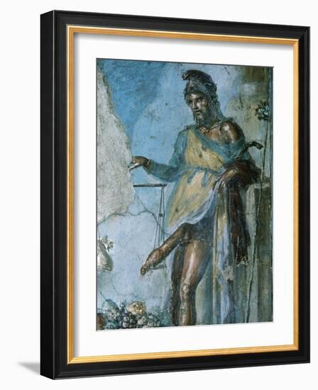 Priapus by Weighing His Penis. Fresco. Pompeii. Italy-null-Framed Giclee Print