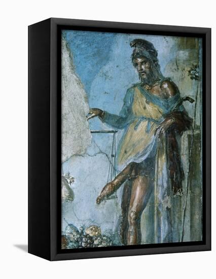 Priapus by Weighing His Penis. Fresco. Pompeii. Italy-null-Framed Premier Image Canvas