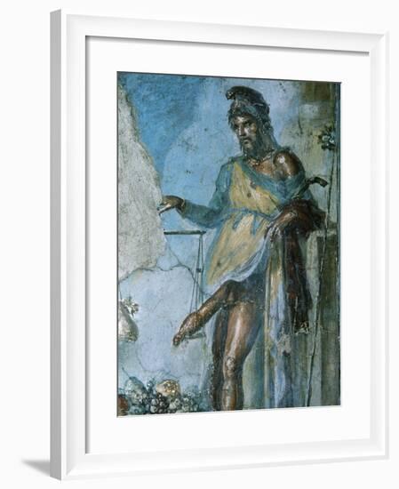 Priapus by Weighing His Penis. Fresco. Pompeii. Italy-null-Framed Giclee Print