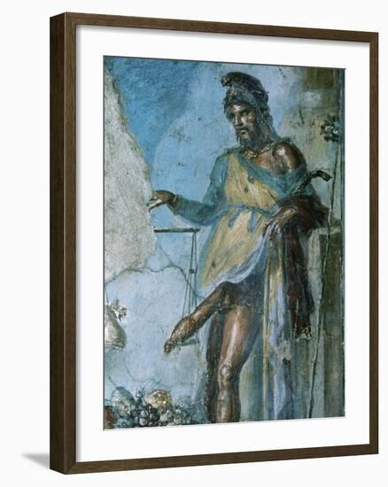 Priapus by Weighing His Penis. Fresco. Pompeii. Italy-null-Framed Giclee Print