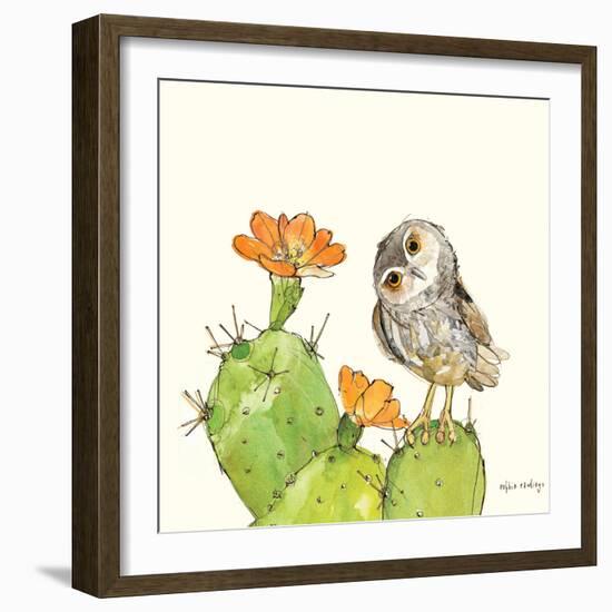 Prickly Pear and Elf Owl-Robbin Rawlings-Framed Premium Giclee Print