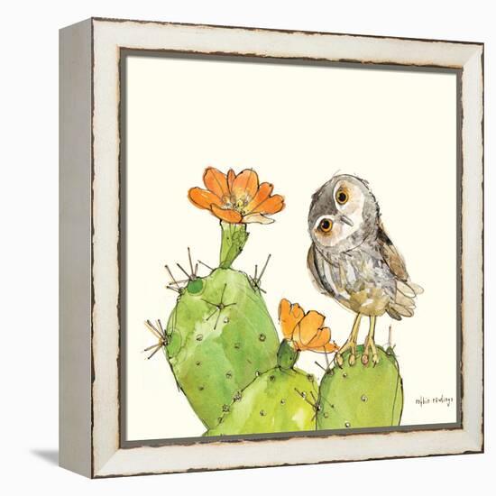 Prickly Pear and Elf Owl-Robbin Rawlings-Framed Stretched Canvas