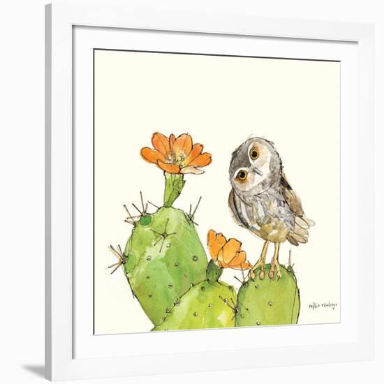 Prickly Pear and Elf Owl-Robbin Rawlings-Framed Art Print