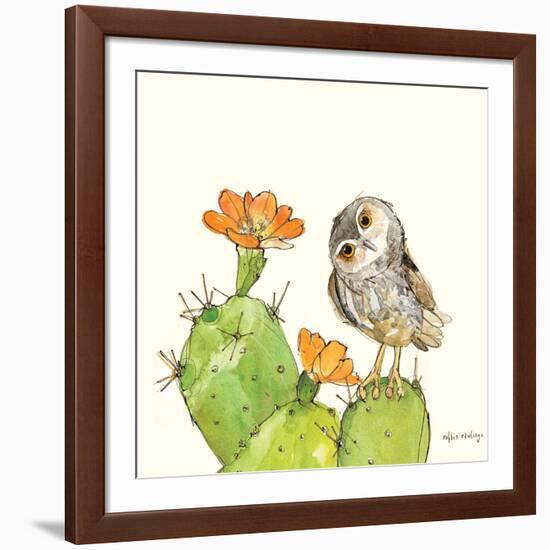 Prickly Pear and Elf Owl-Robbin Rawlings-Framed Art Print