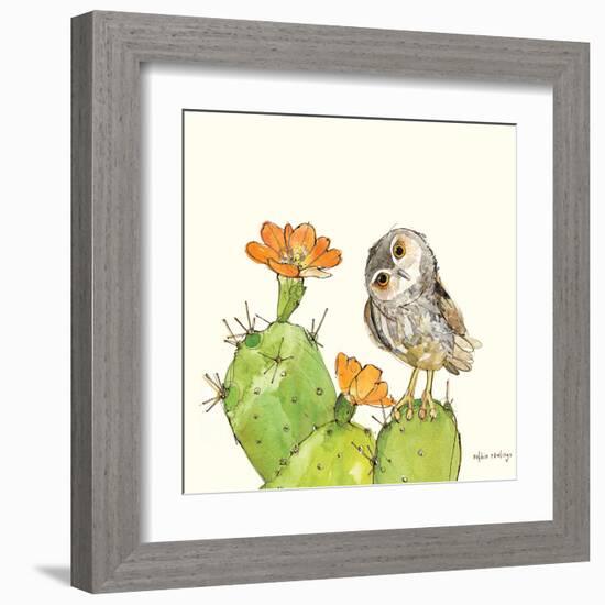 Prickly Pear and Elf Owl-Robbin Rawlings-Framed Art Print