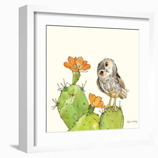 Prickly Pear and Elf Owl-Robbin Rawlings-Framed Art Print