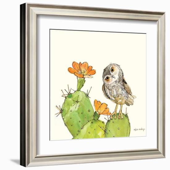 Prickly Pear and Elf Owl-Robbin Rawlings-Framed Art Print