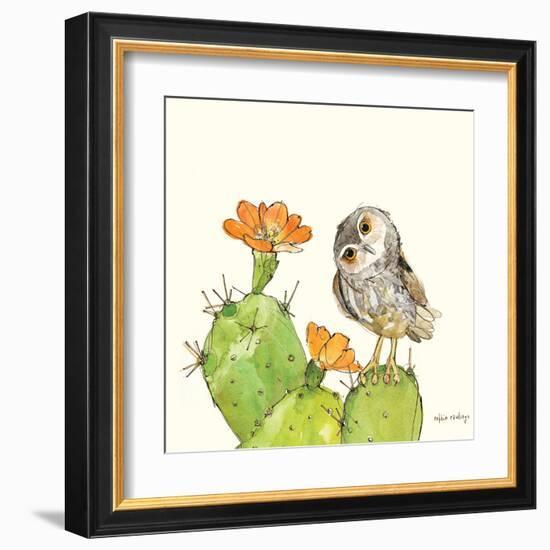 Prickly Pear and Elf Owl-Robbin Rawlings-Framed Art Print