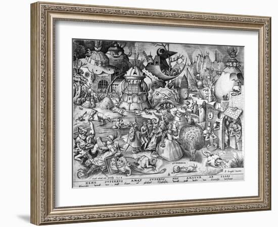 Pride, from the Seven Deadly Sins, Engraved by Pieter Van Der Heyden, 1558-Pieter Bruegel the Elder-Framed Giclee Print