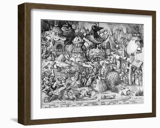 Pride, from the Seven Deadly Sins, Engraved by Pieter Van Der Heyden, 1558-Pieter Bruegel the Elder-Framed Giclee Print