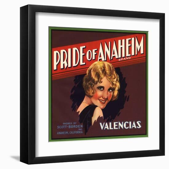 Pride of Anaheim Brand - Anaheim, California - Citrus Crate Label-Lantern Press-Framed Art Print