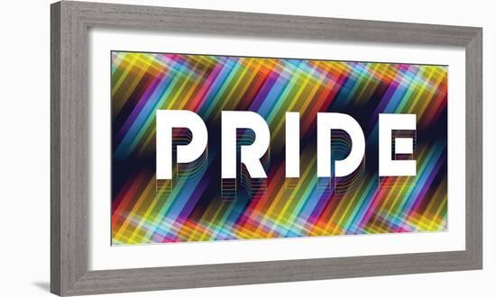 Pride Text on Abstract Rainbow Stripe Cross Line Light Shape on Dark Background Vector Design-ananaline-Framed Photographic Print