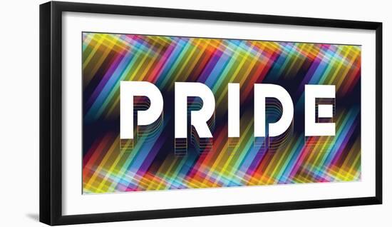 Pride Text on Abstract Rainbow Stripe Cross Line Light Shape on Dark Background Vector Design-ananaline-Framed Photographic Print