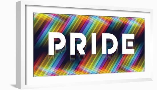 Pride Text on Abstract Rainbow Stripe Cross Line Light Shape on Dark Background Vector Design-ananaline-Framed Photographic Print