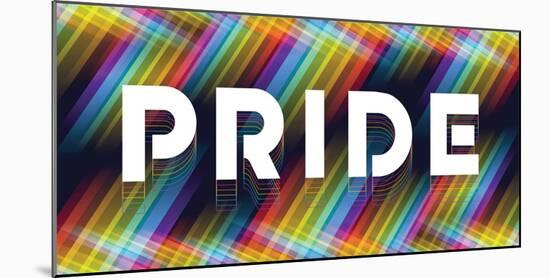 Pride Text on Abstract Rainbow Stripe Cross Line Light Shape on Dark Background Vector Design-ananaline-Mounted Photographic Print
