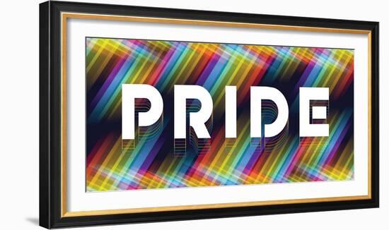 Pride Text on Abstract Rainbow Stripe Cross Line Light Shape on Dark Background Vector Design-ananaline-Framed Photographic Print