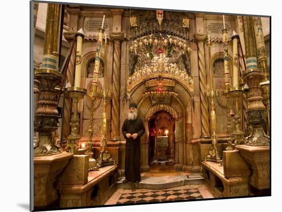 Priest at Tomb of Jesus Christ, Church of Holy Sepulchre, Old Walled City, Jerusalem, Israel-Christian Kober-Mounted Photographic Print