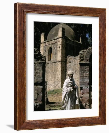 Priest Caretaker, Kuskuam (Kusquam) Church, Gondar, Ethiopia, Africa-David Poole-Framed Photographic Print
