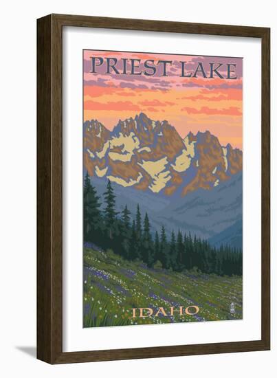 Priest Lake, Idaho - Spring Flowers-Lantern Press-Framed Art Print