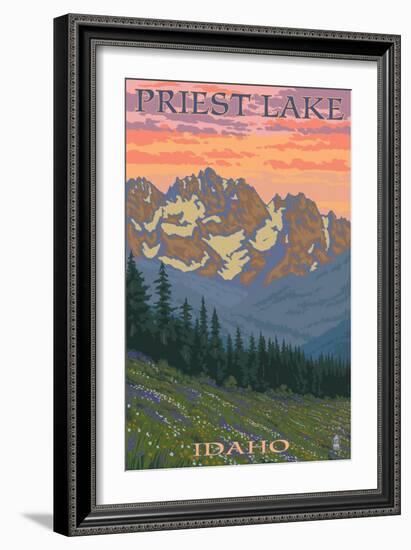 Priest Lake, Idaho - Spring Flowers-Lantern Press-Framed Art Print