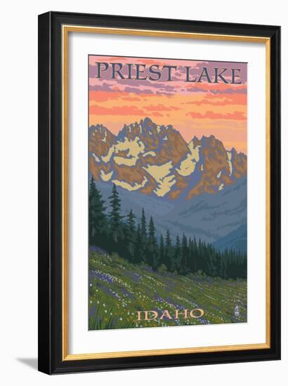 Priest Lake, Idaho - Spring Flowers-Lantern Press-Framed Art Print