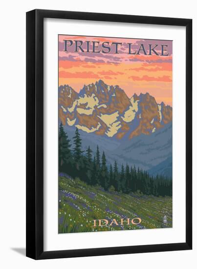 Priest Lake, Idaho - Spring Flowers-Lantern Press-Framed Premium Giclee Print