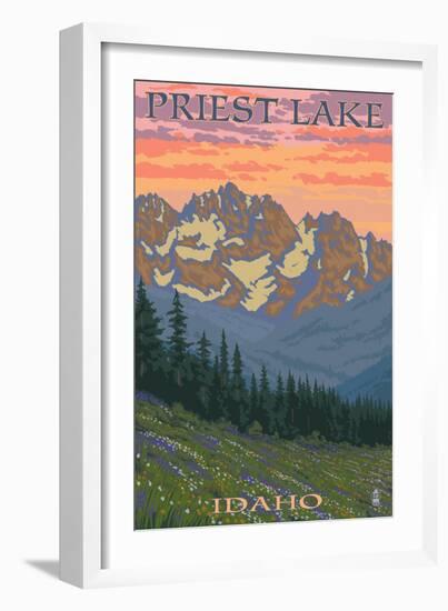 Priest Lake, Idaho - Spring Flowers-Lantern Press-Framed Premium Giclee Print