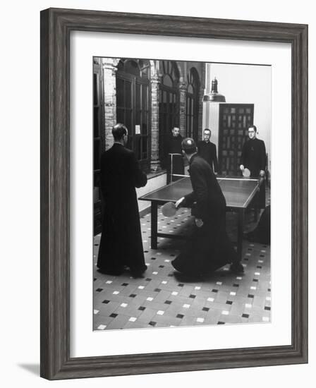 Priests Playing Ping-Pong at Social School-Dmitri Kessel-Framed Photographic Print