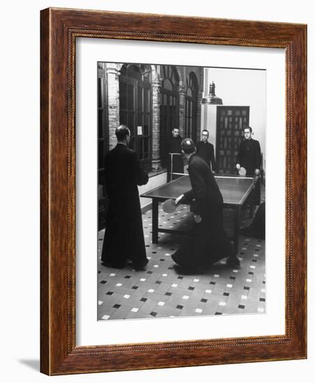 Priests Playing Ping-Pong at Social School-Dmitri Kessel-Framed Photographic Print