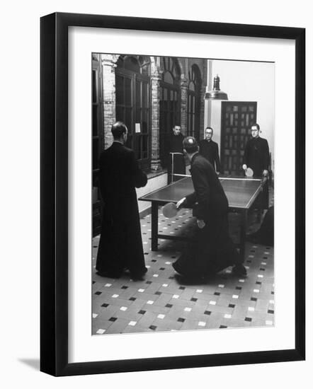 Priests Playing Ping-Pong at Social School-Dmitri Kessel-Framed Photographic Print